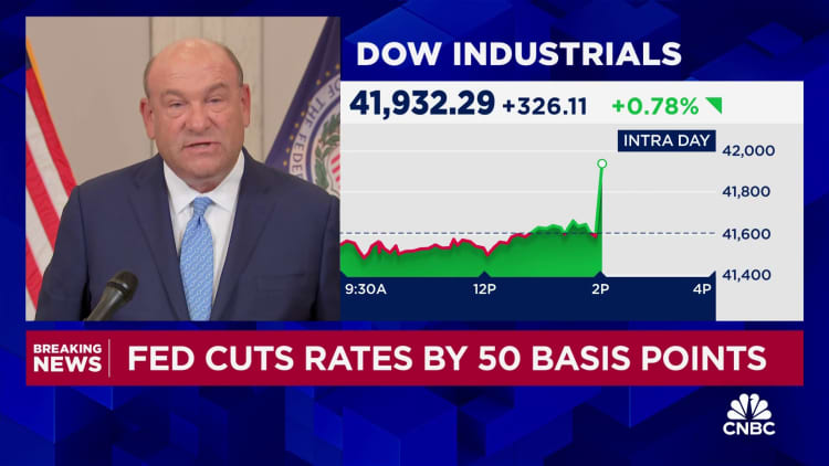 The Federal Reserve announces a significant 50 basis points rate cut.